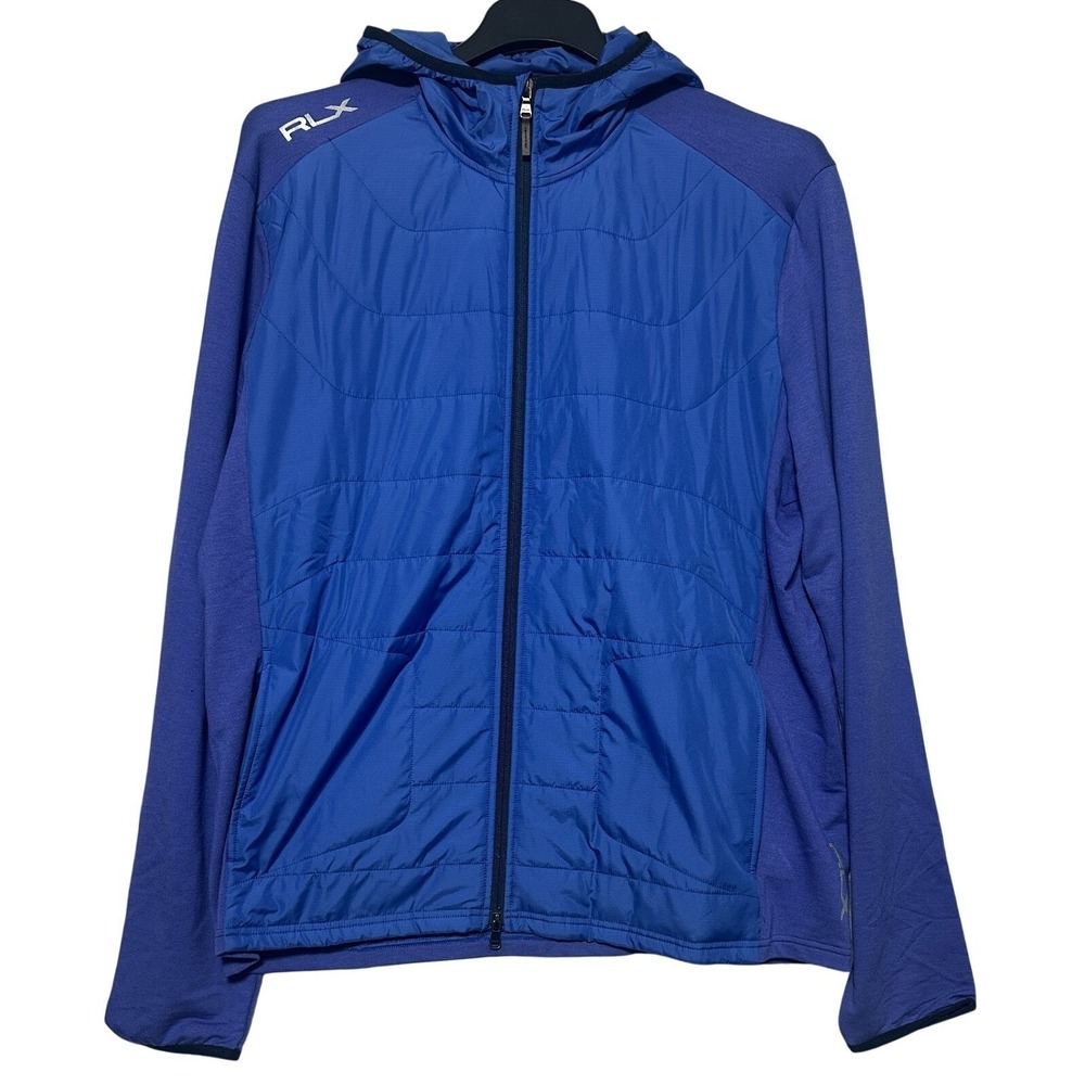 RLX Ralph Lauren Hybrid Golf Jacket Men's XL Blue Quilted Hooded Performance New